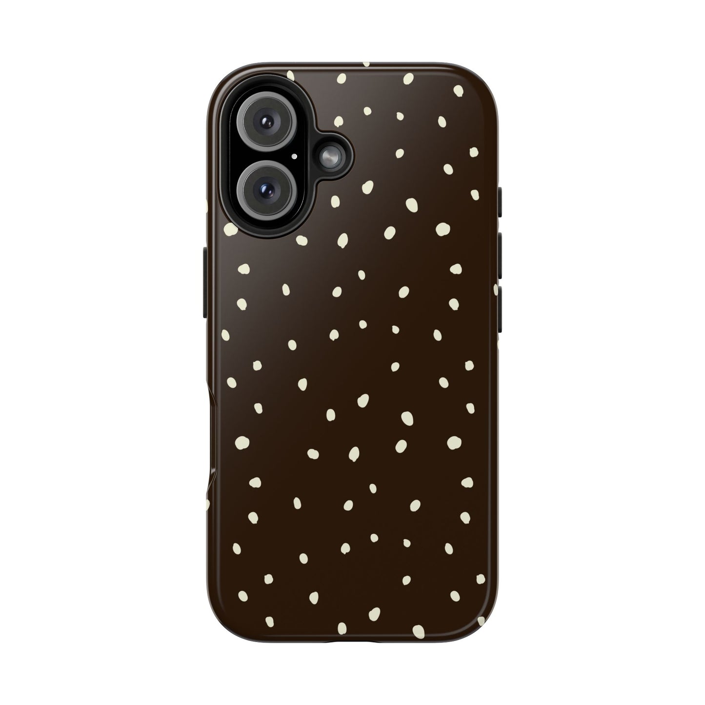 Velvet Mocha – Dark Brown Polka Dot iPhone Case | Dual-Layer Protection & Seasonal Style