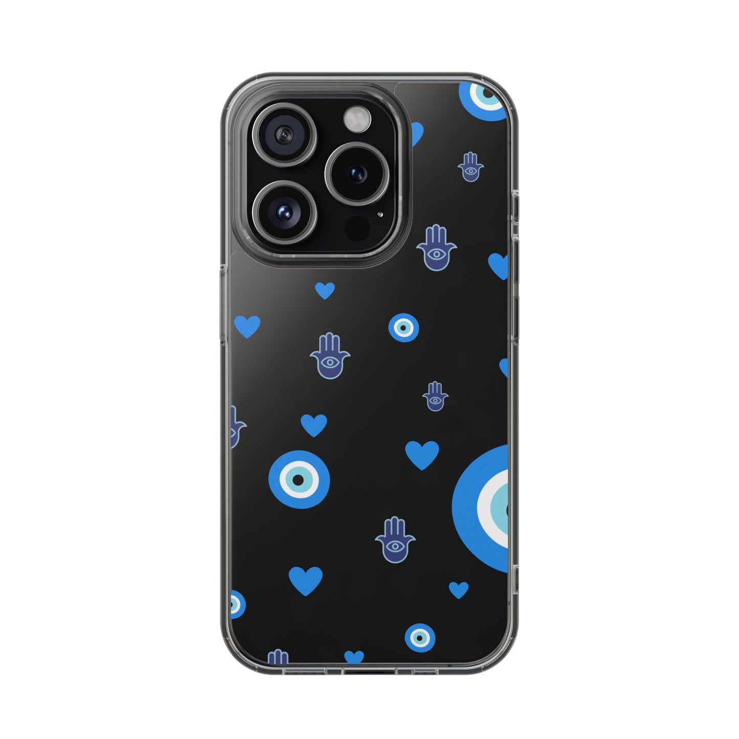 Blue Evil Eye Pattern Clear Phone Case