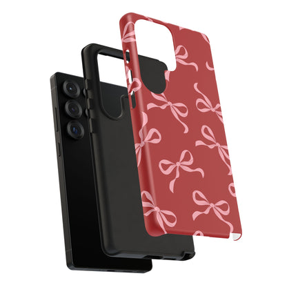 Pink Bows on Red Phone Case - JGUS