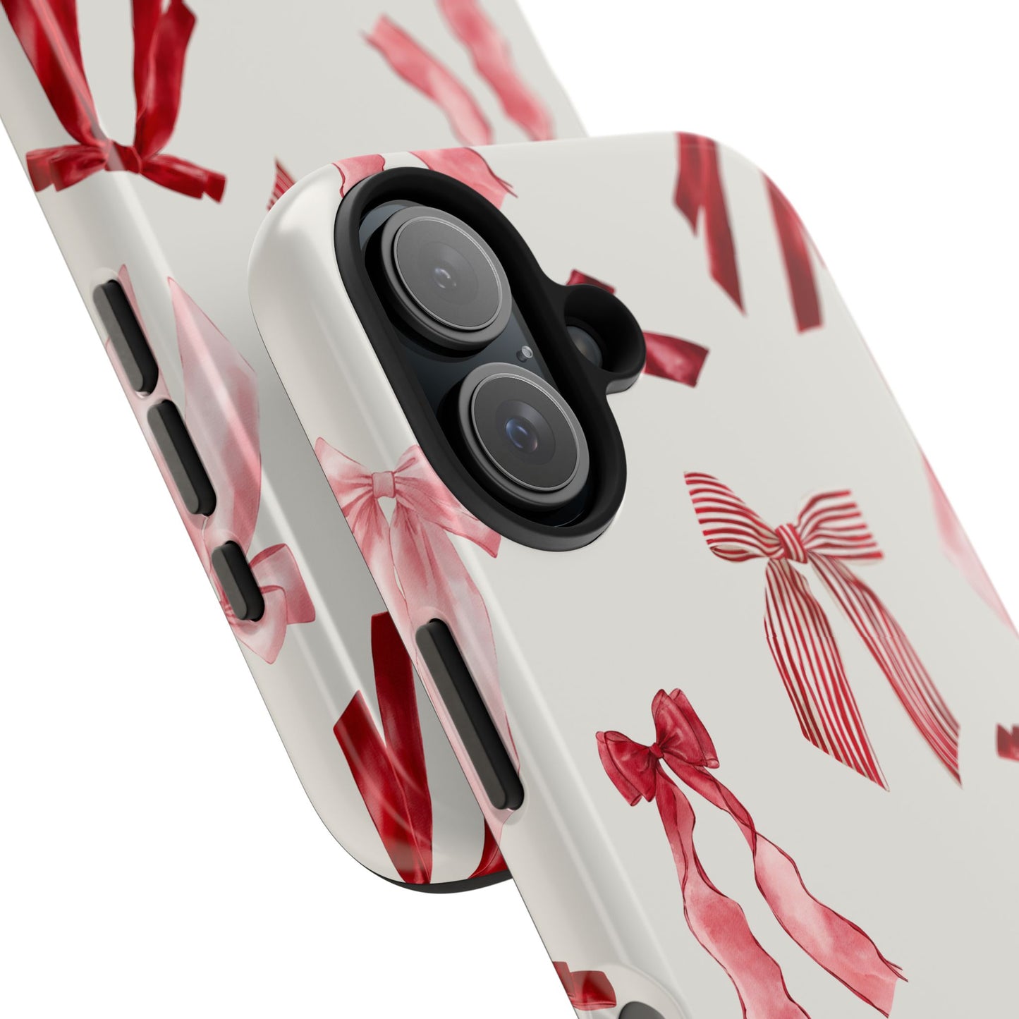 Burgundy Chic Bow Design Phone Case – Customizable, Dual-Layer Protection for iPhone & Samsung