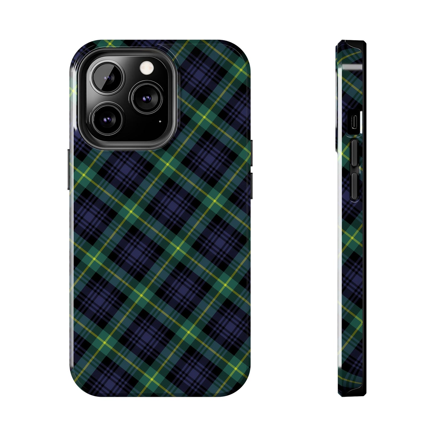 Jade Plaid Luxe Phone Case – Dual-Layer Protection for iPhone & Samsung