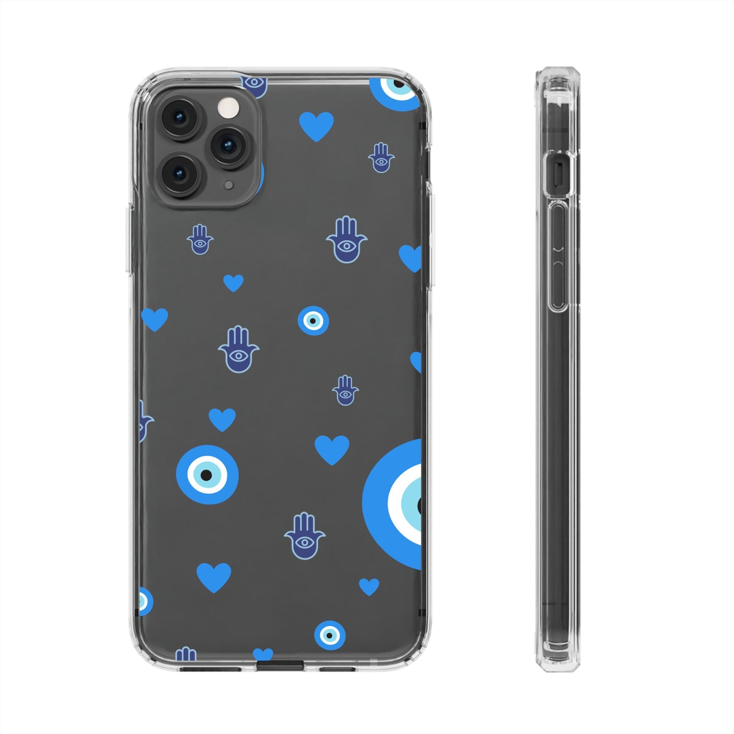 Blue Evil Eye Pattern Clear Phone Case