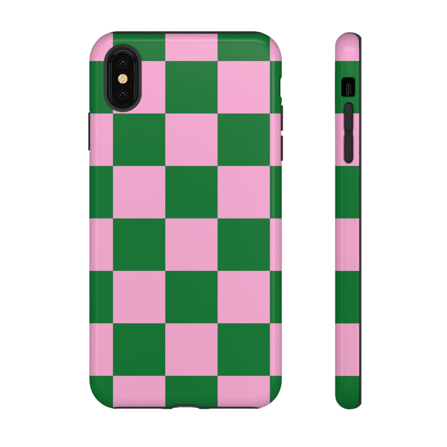Pink Retro Checkered Phone Case – 90s Aesthetic, Vintage Grid Pattern for iPhone & Samsung - JGUS