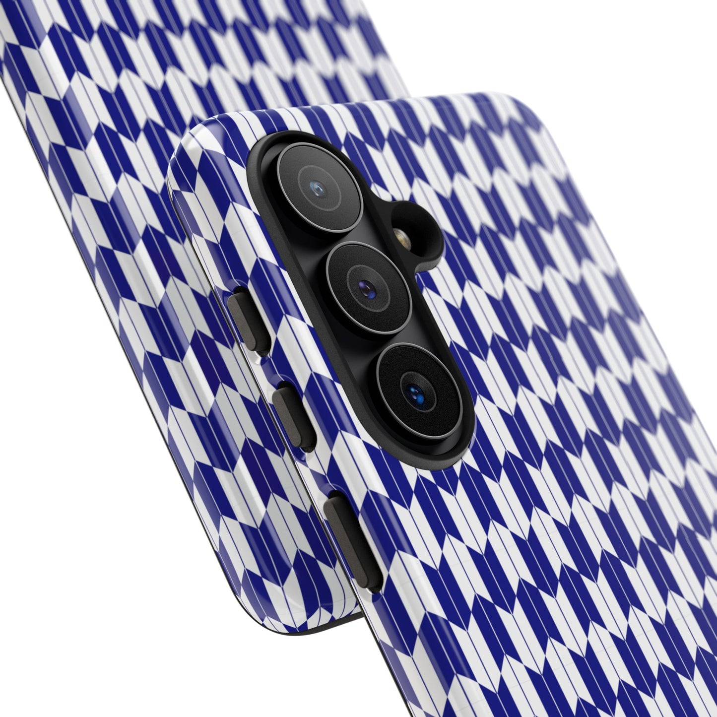 Navy Blue Geometric Phone Case for iPhone Samsung Pixel – Minimal Pattern Modern Aesthetic - JGUS