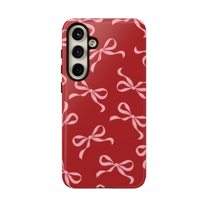 Pink Bows on Red Phone Case - JGUS