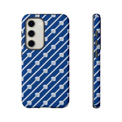Navy Blue Seashell Phone Case for iPhone Samsung Pixel – Nautical Coastal Stripe Aesthetic - JGUS