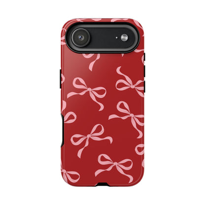 Pink Bows on Red Phone Case - JGUS