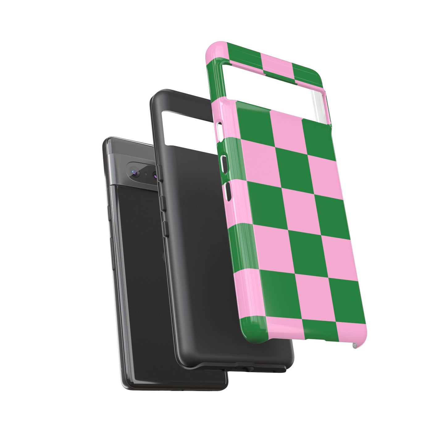 Pink Retro Checkered Phone Case – 90s Aesthetic, Vintage Grid Pattern for iPhone & Samsung - JGUS