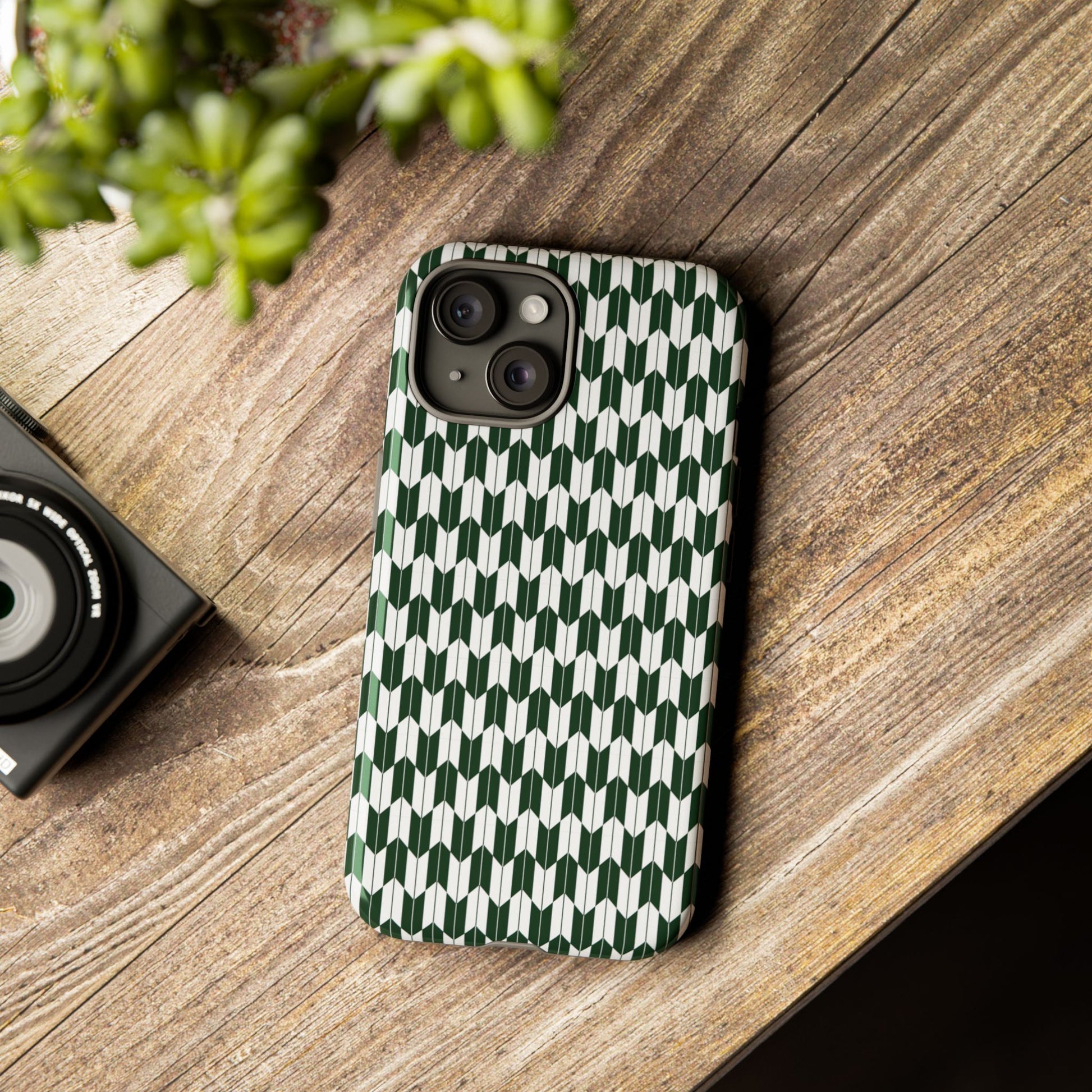 Green Harmony Geometric Phone Case – Durable, Slim, and MagSafe Compatible - JGUS