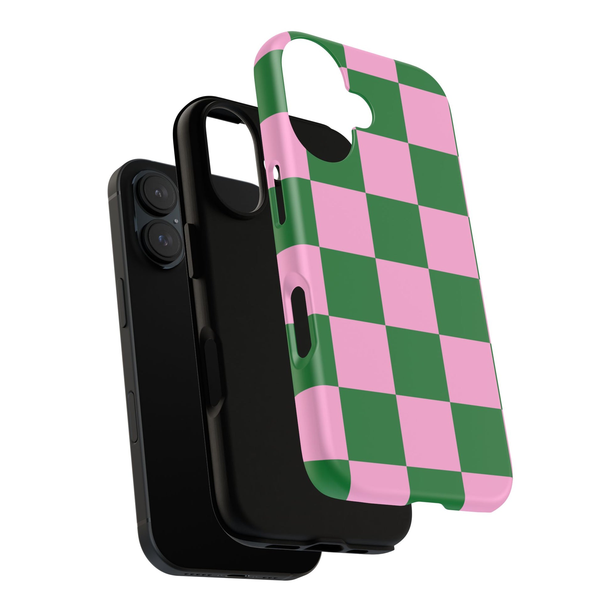 Pink Retro Checkered Phone Case – 90s Aesthetic, Vintage Grid Pattern for iPhone & Samsung - JGUS