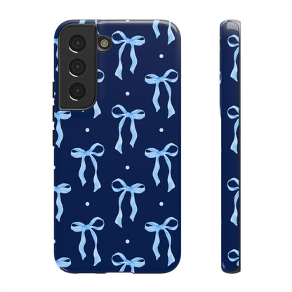 Bows & Blues Phone Case – Aesthetic Ribbon Print | Fits iPhone & Samsung - JGUS