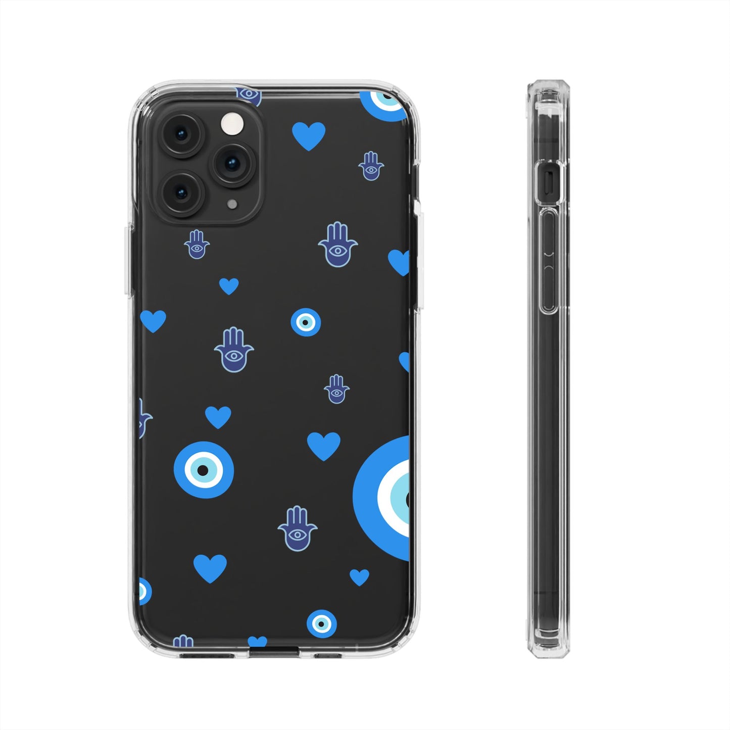 Blue Evil Eye Pattern Clear Phone Case