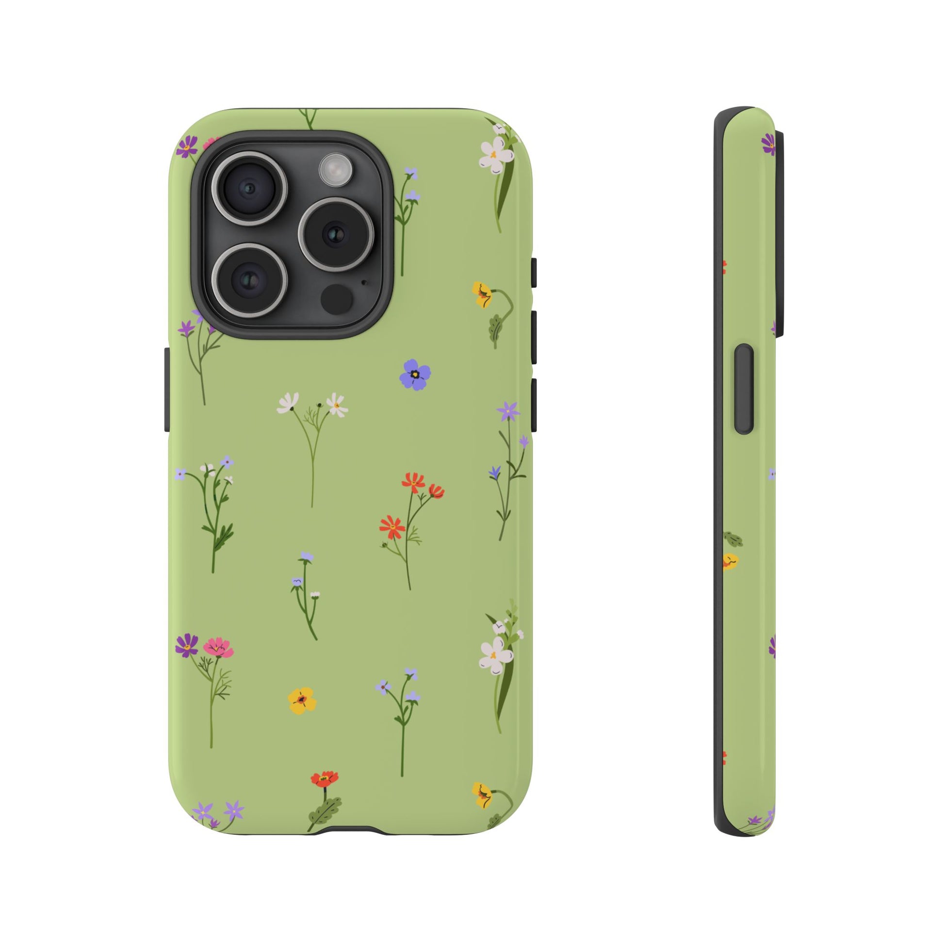 Pastel Green Wildflower Phone Case – Cute Floral Pattern for iPhone & Samsung - JGUS