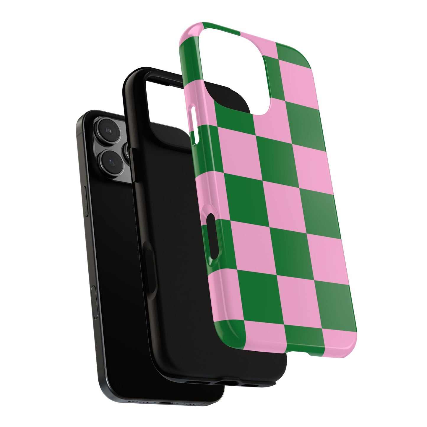 Pink Retro Checkered Phone Case – 90s Aesthetic, Vintage Grid Pattern for iPhone & Samsung - JGUS