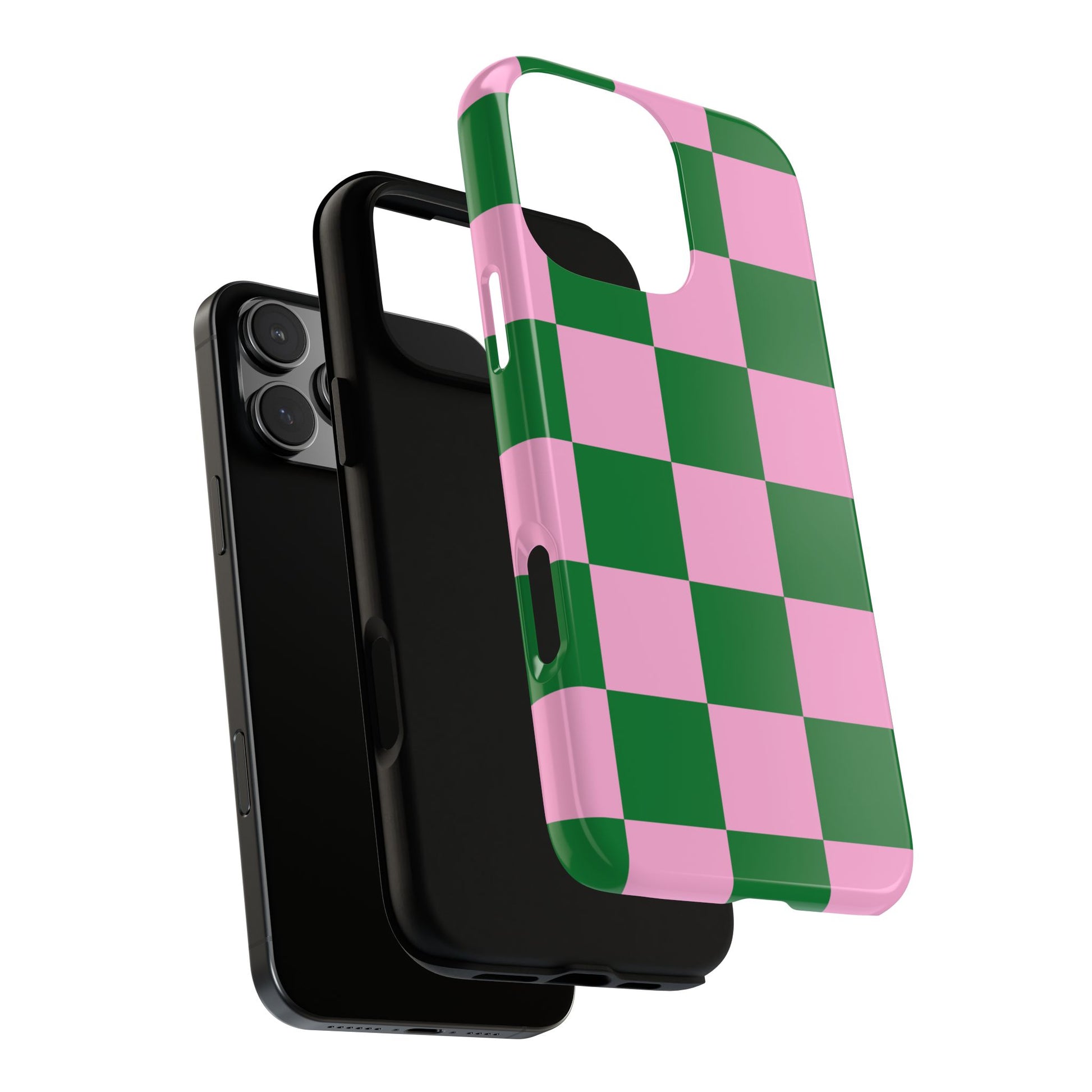 Pink Retro Checkered Phone Case – 90s Aesthetic, Vintage Grid Pattern for iPhone & Samsung - JGUS