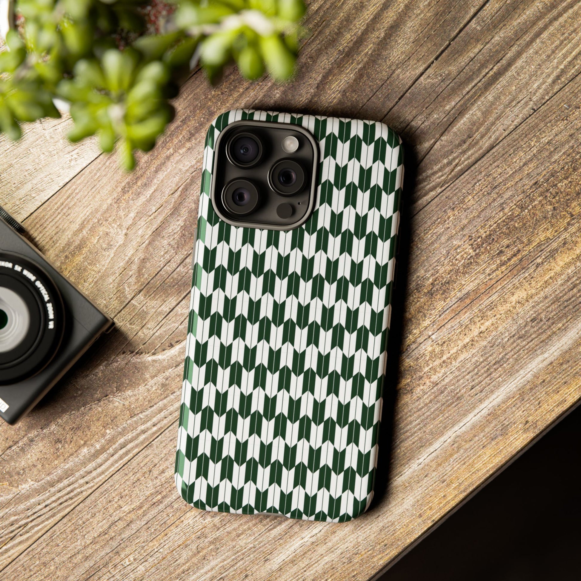 Green Harmony Geometric Phone Case – Durable, Slim, and MagSafe Compatible - JGUS