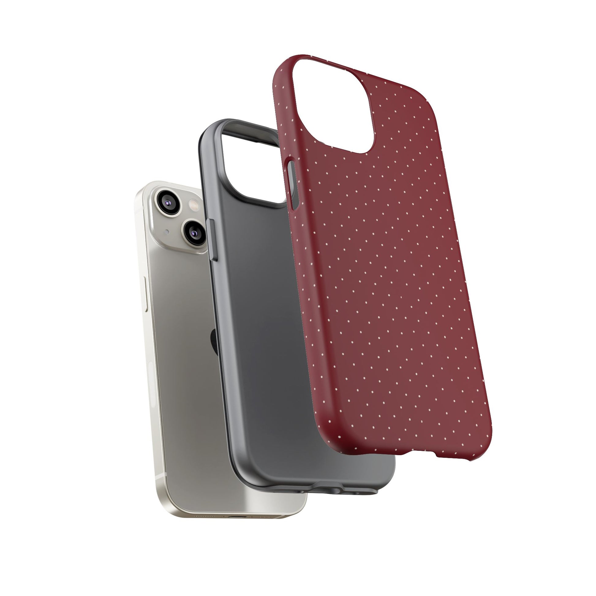 Burgundy  & White Dots Case - JGUS