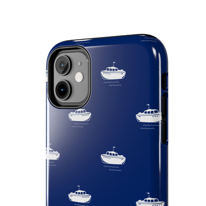 Blue Boat Phone Case – Calm Ocean Pattern for iPhone & Samsung, Durable & Stylish Protection