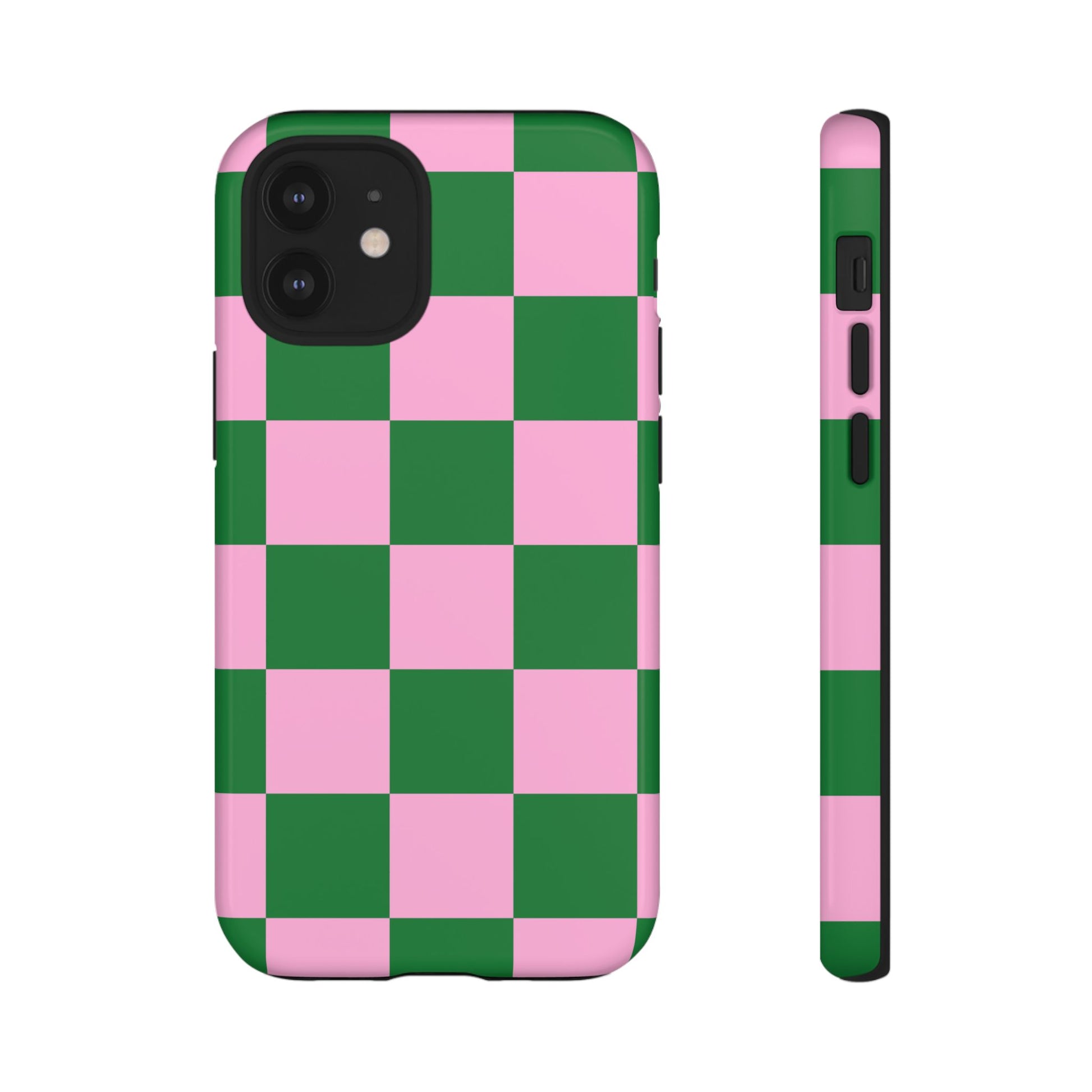 Pink Retro Checkered Phone Case – 90s Aesthetic, Vintage Grid Pattern for iPhone & Samsung - JGUS