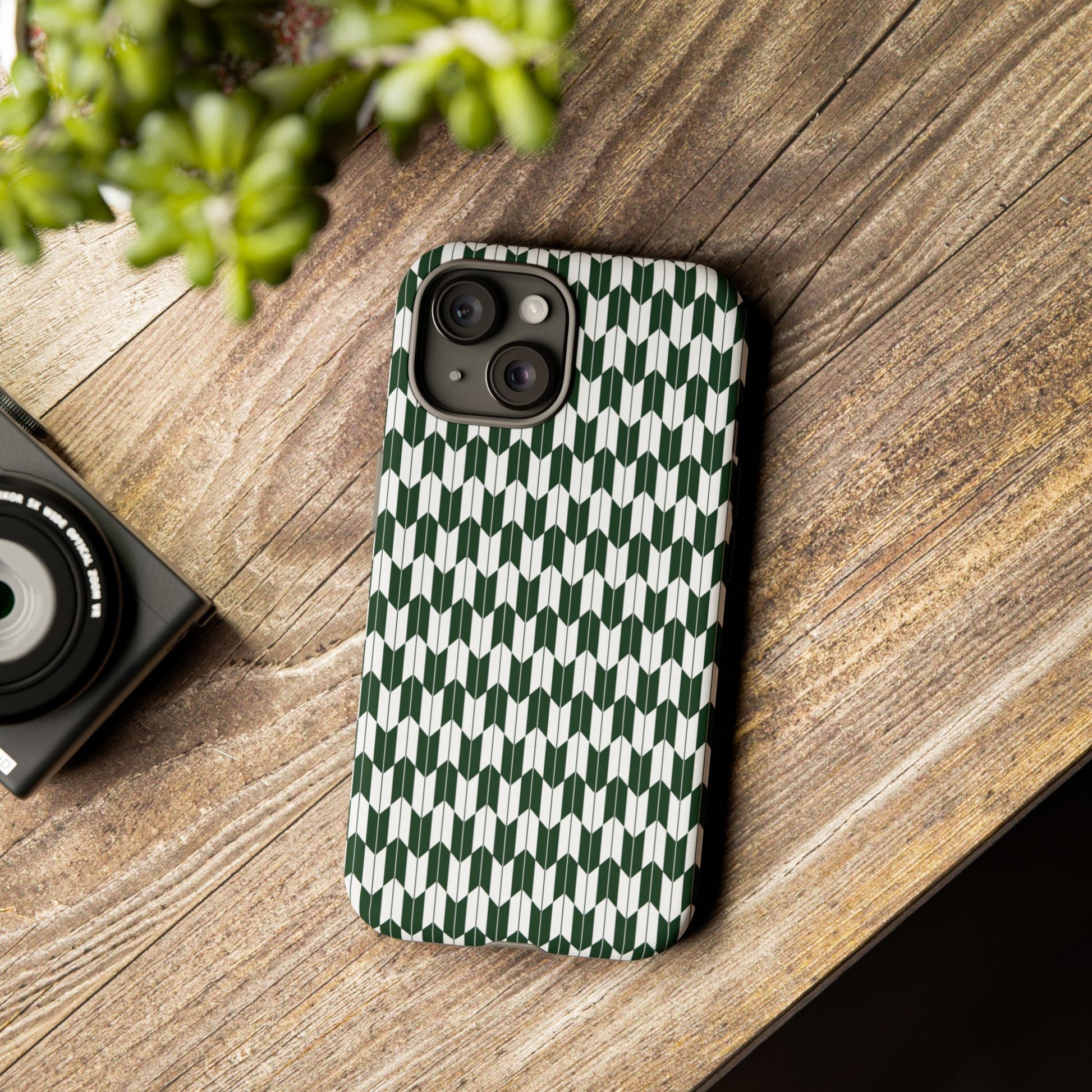 Green Harmony Geometric Phone Case – Durable, Slim, and MagSafe Compatible - JGUS