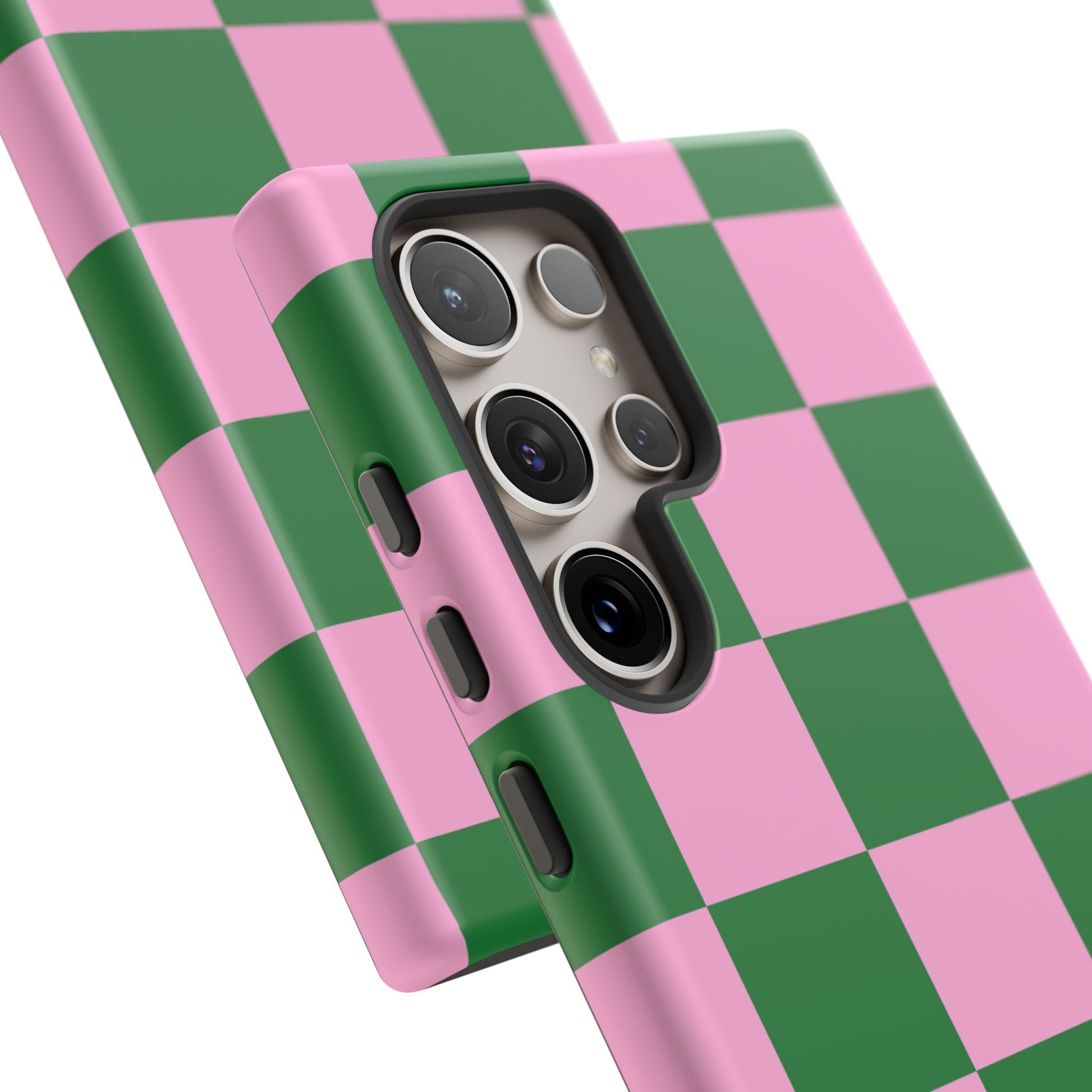 Pink Retro Checkered Phone Case – 90s Aesthetic, Vintage Grid Pattern for iPhone & Samsung - JGUS