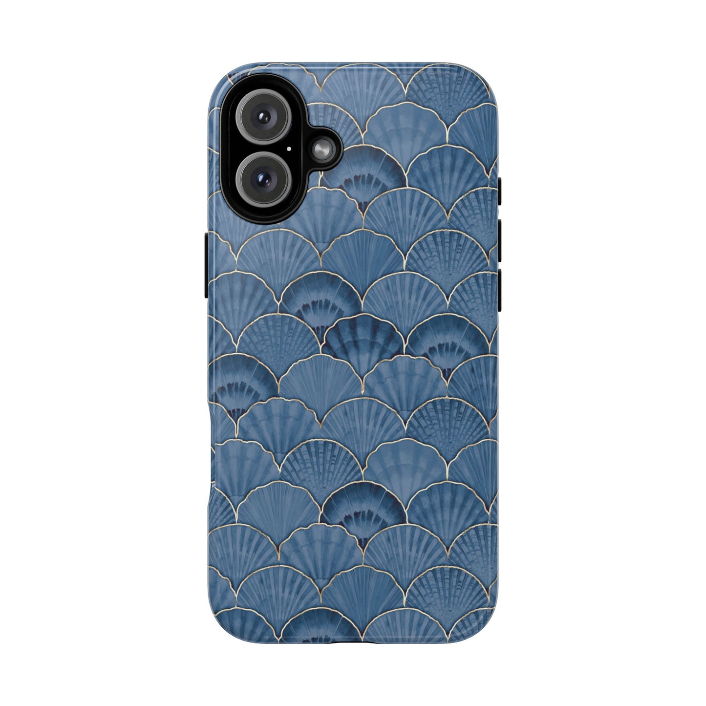 Blue Scallop Phone Case for iPhone Samsung Pixel – Art Deco Fan Gold Luxury Aesthetic - JGUS