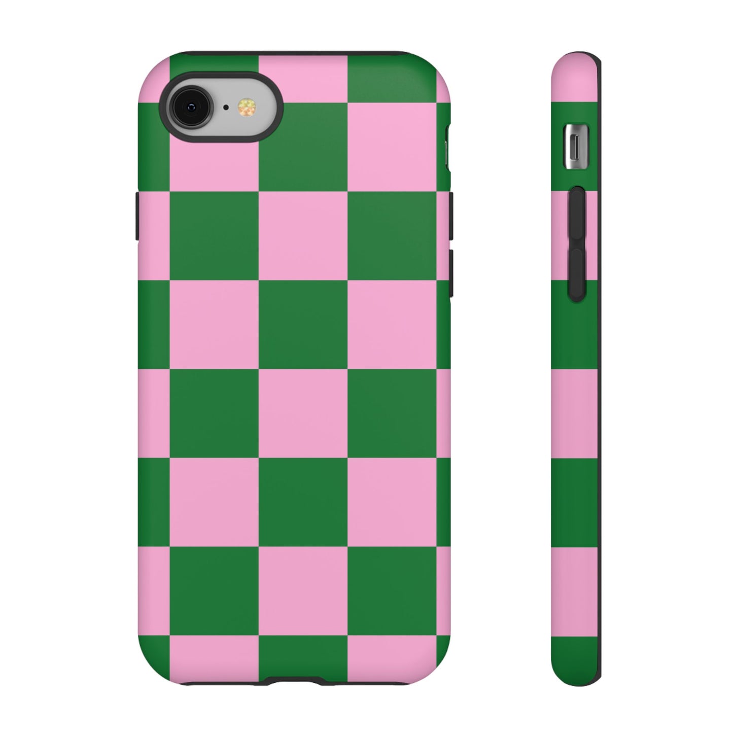 Pink Retro Checkered Phone Case – 90s Aesthetic, Vintage Grid Pattern for iPhone & Samsung - JGUS