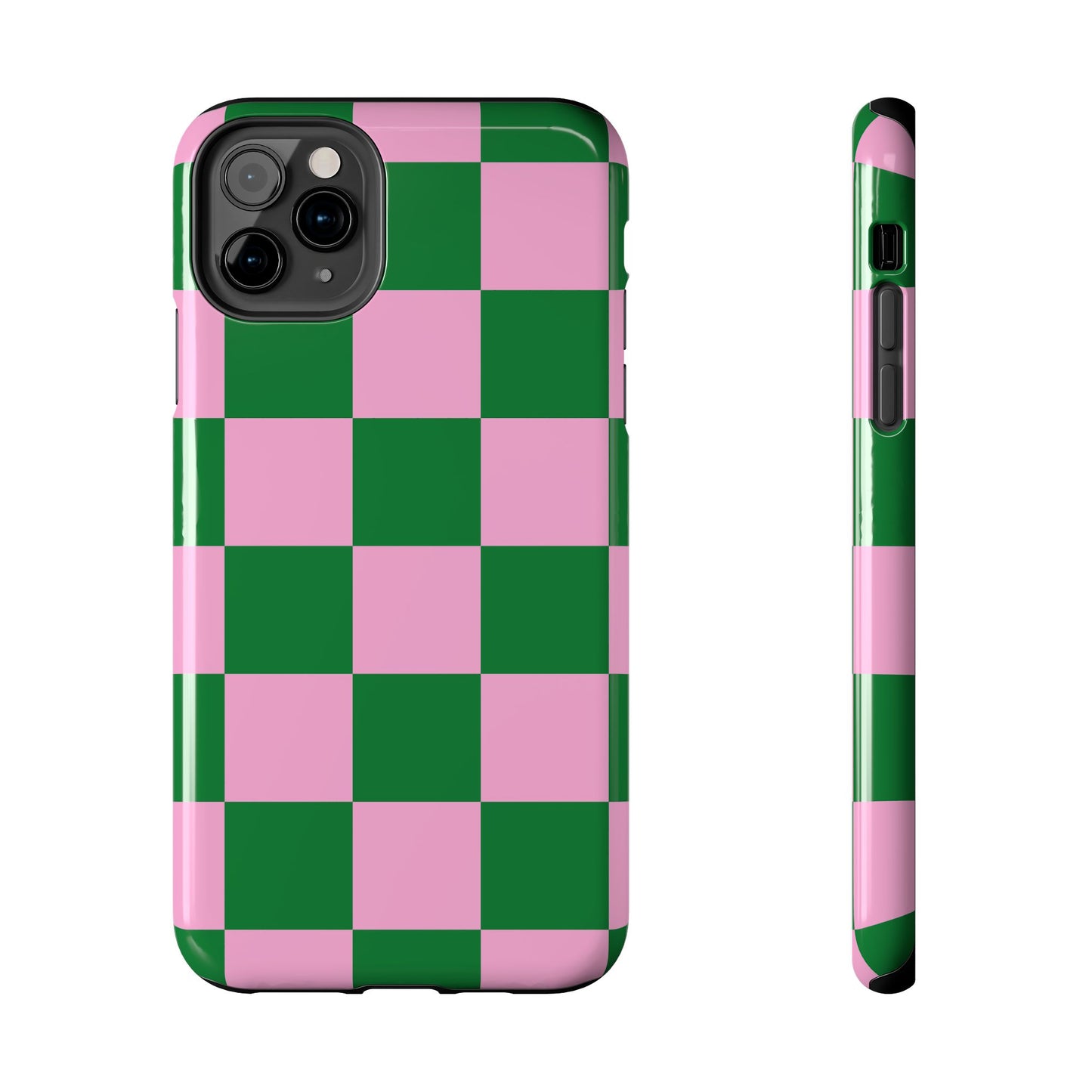 Pink Retro Checkered Phone Case – 90s Aesthetic, Vintage Grid Pattern for iPhone & Samsung