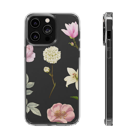 Pink Floral Vintage Flowers Clear Phone Case