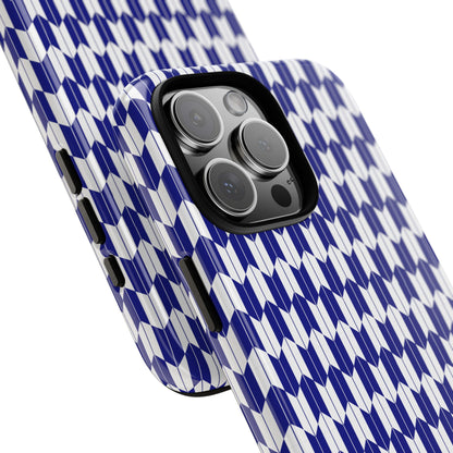 Navy Blue Geometric Phone Case for iPhone Samsung Pixel – Minimal Pattern Modern Aesthetic - JGUS