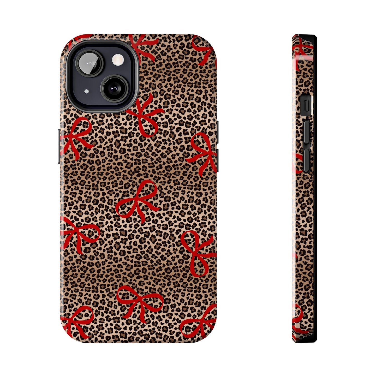 Bold Bow Leopard Print Phone Case – Aesthetic Protective Cover for iPhone & Samsung - Fashionable Animal Print Cover