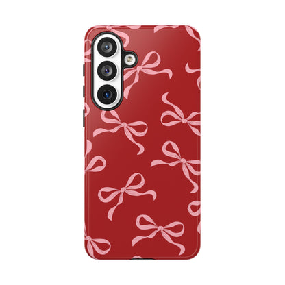 Pink Bows on Red Phone Case - JGUS