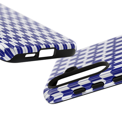 Navy Blue Geometric Phone Case for iPhone Samsung Pixel – Minimal Pattern Modern Aesthetic - JGUS