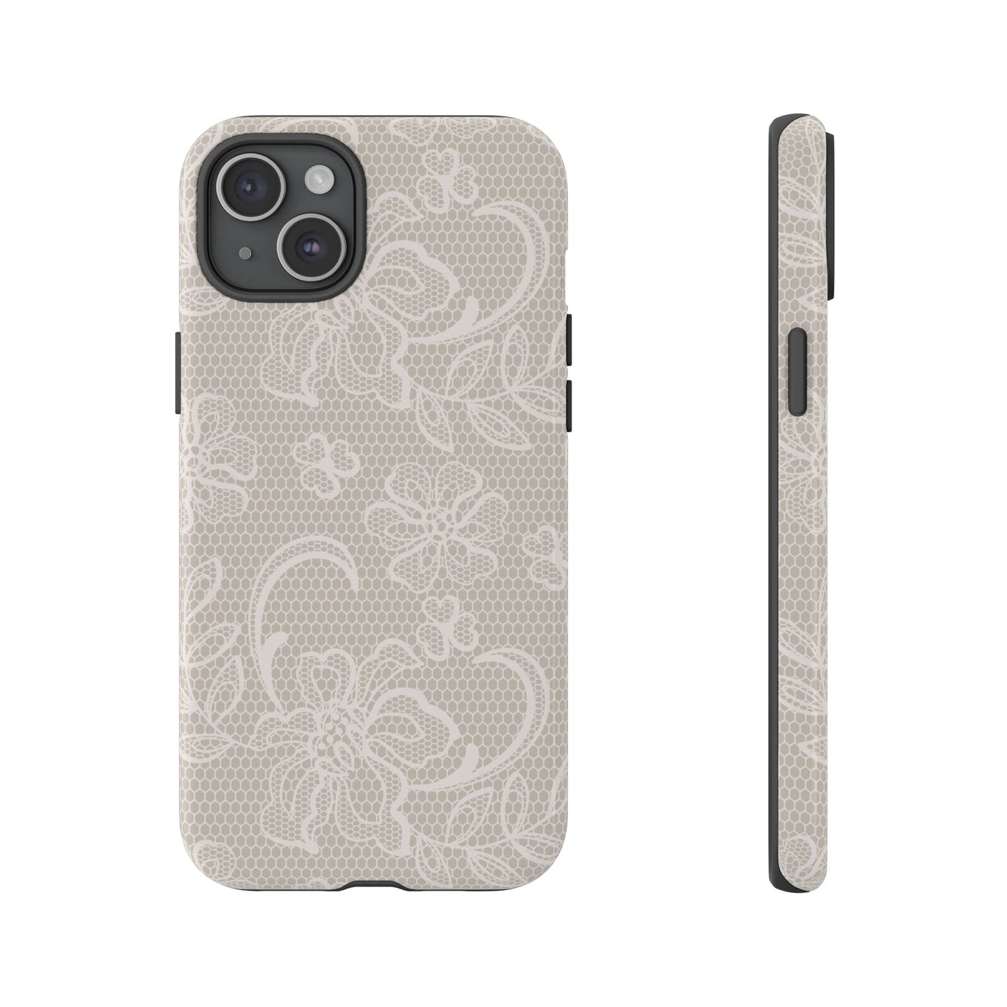 Lace Phone Case for iPhone Samsung Pixel – Cream Floral Elegant Aesthetic - JGUS