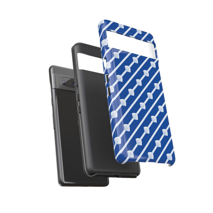 Navy Blue Seashell Phone Case for iPhone Samsung Pixel – Nautical Coastal Stripe Aesthetic - JGUS