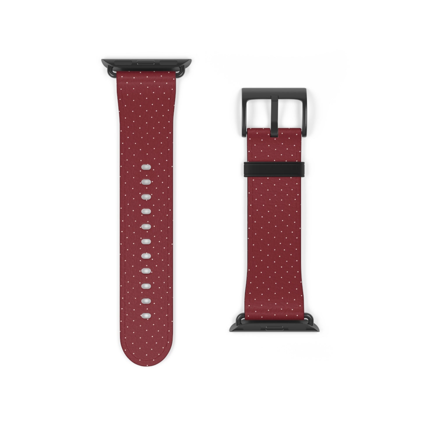 Burgundy & White Vegan Leather Apple Watch Band - Eco-Friendly & Festive Design