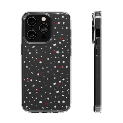 Snowy Hearts Clear Phone Case