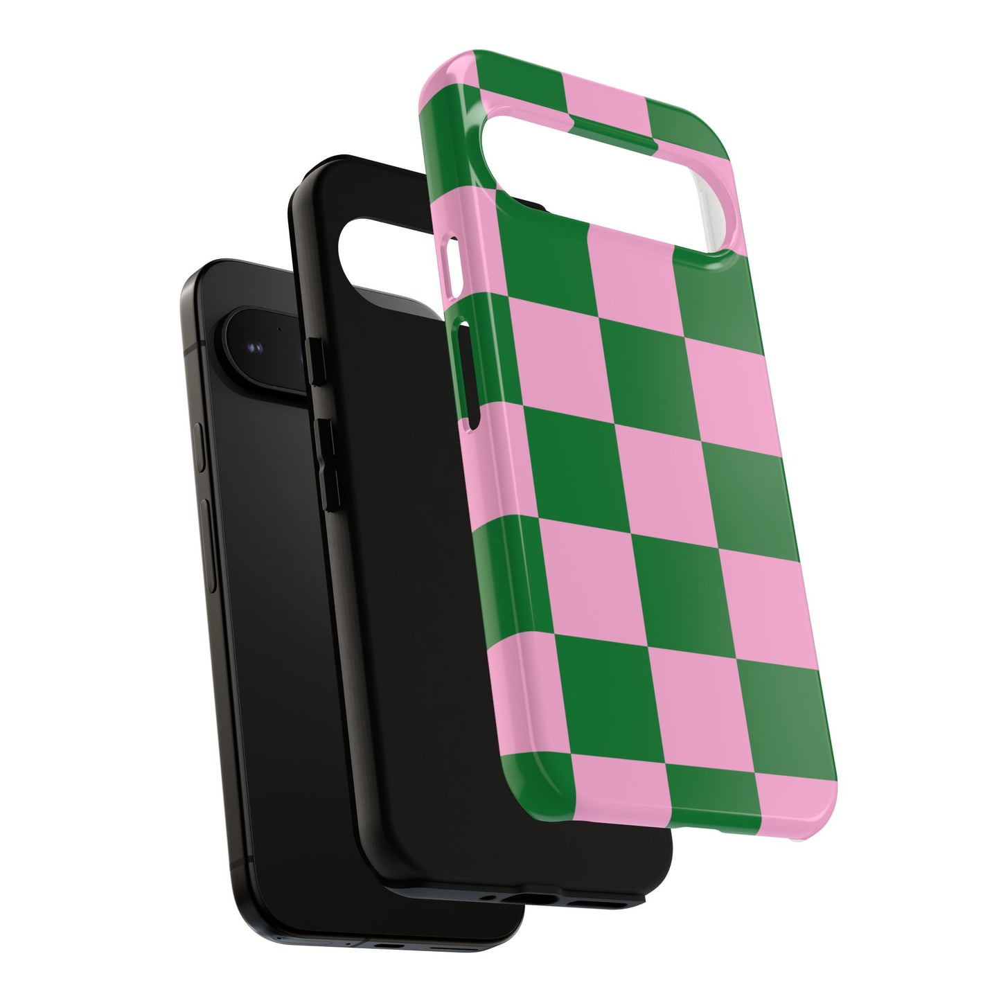 Pink Retro Checkered Phone Case – 90s Aesthetic, Vintage Grid Pattern for iPhone & Samsung - JGUS
