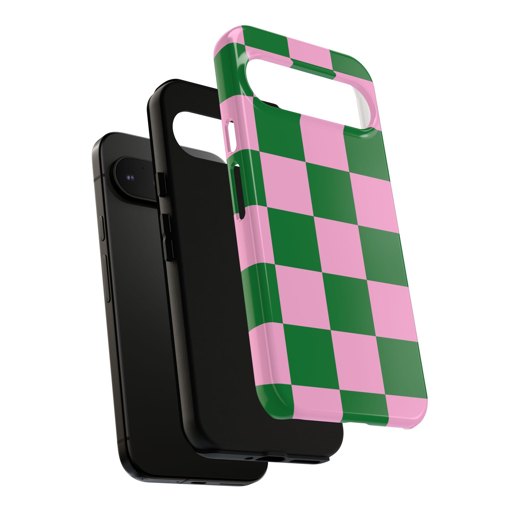 Pink Retro Checkered Phone Case – 90s Aesthetic, Vintage Grid Pattern for iPhone & Samsung - JGUS