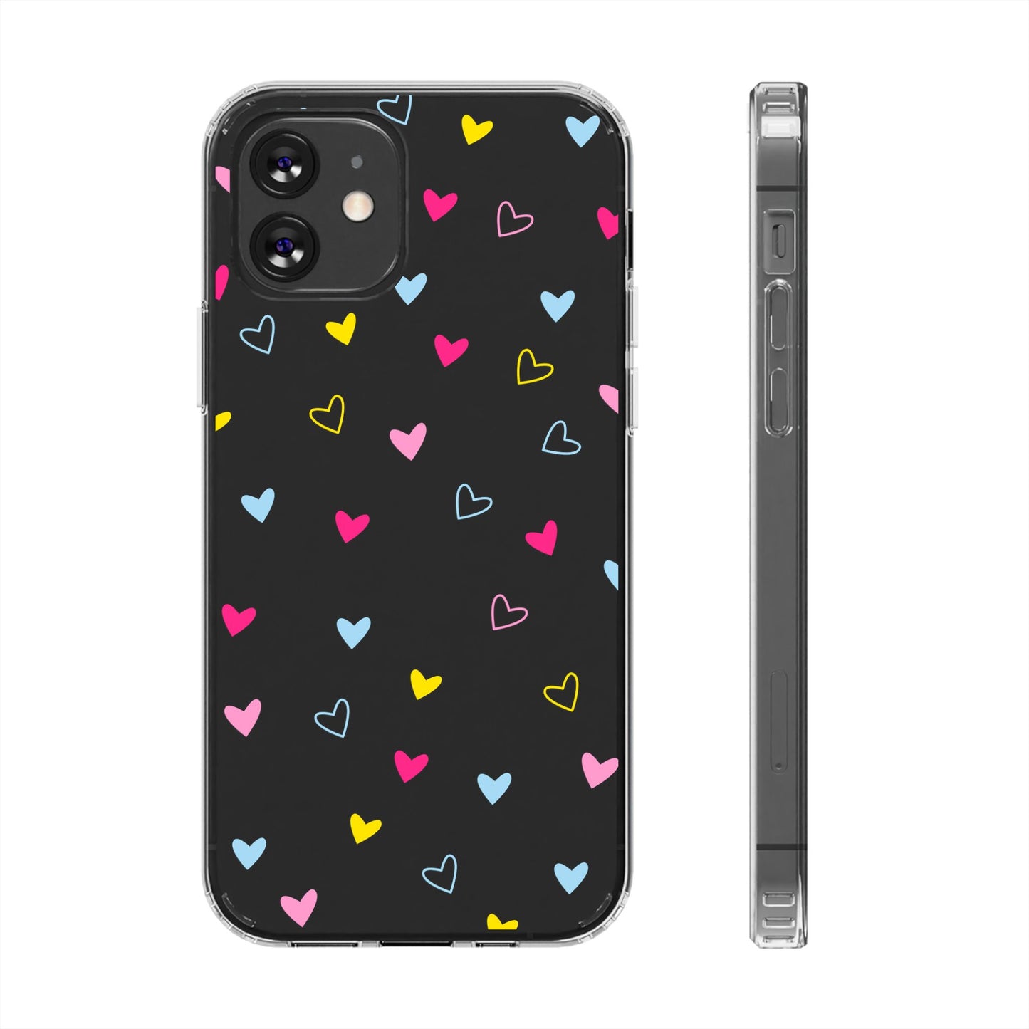 Transparent Heart Design Pattern Clear Phone Case