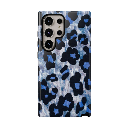 Blue & Black Leopard Print Phone Case – Bold Animal Pattern for iPhone & Samsung