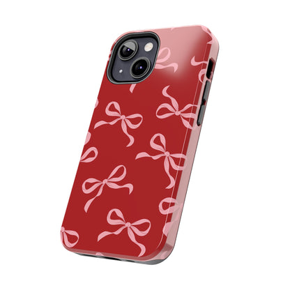 Pink Bows on Red Phone Case