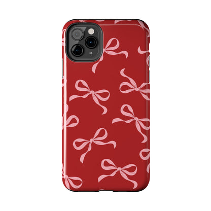 Pink Bows on Red Phone Case