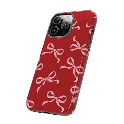 Pink Bows on Red Phone Case - JGUS