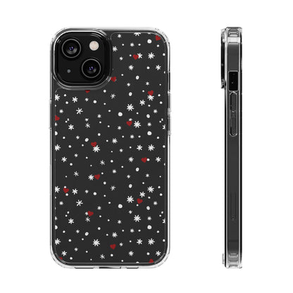 Snowy Hearts Clear Phone Case