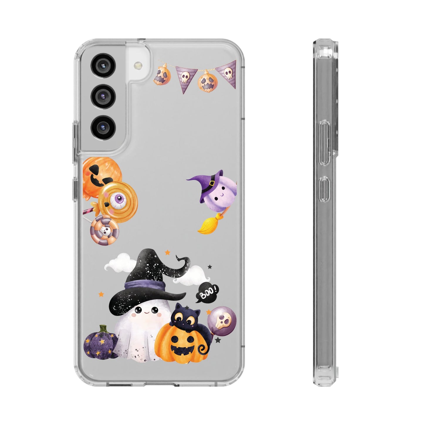 Halloween Clear Phone Case, Spooky Ghost iPhone 13 14 12 15 Pro Case, Trick or Treat Cover, Cute Halloween Gift