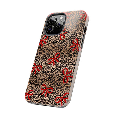 Bold Bow Leopard Print Phone Case – Aesthetic Protective Cover for iPhone & Samsung - Fashionable Animal Print Cover