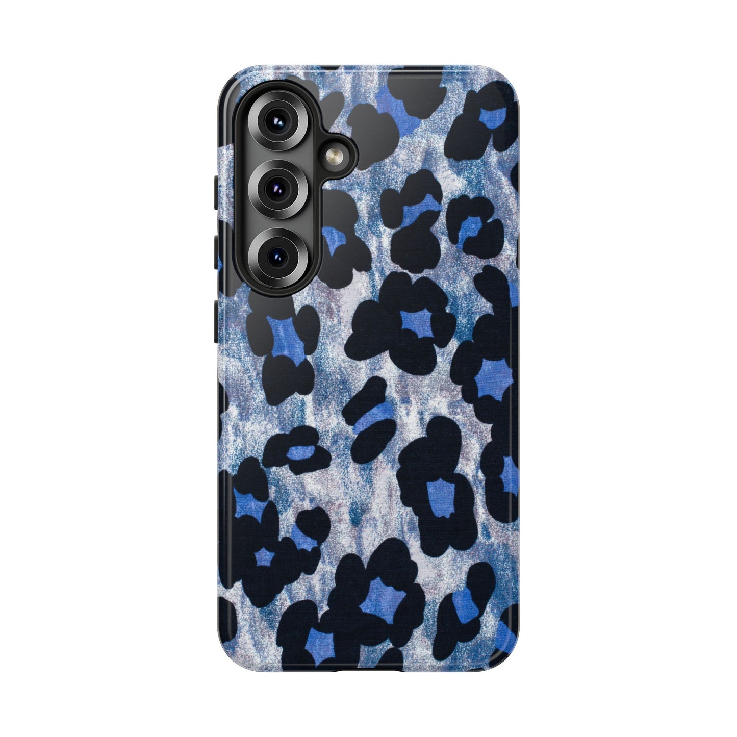 Blue & Black Leopard Print Phone Case – Bold Animal Pattern for iPhone & Samsung