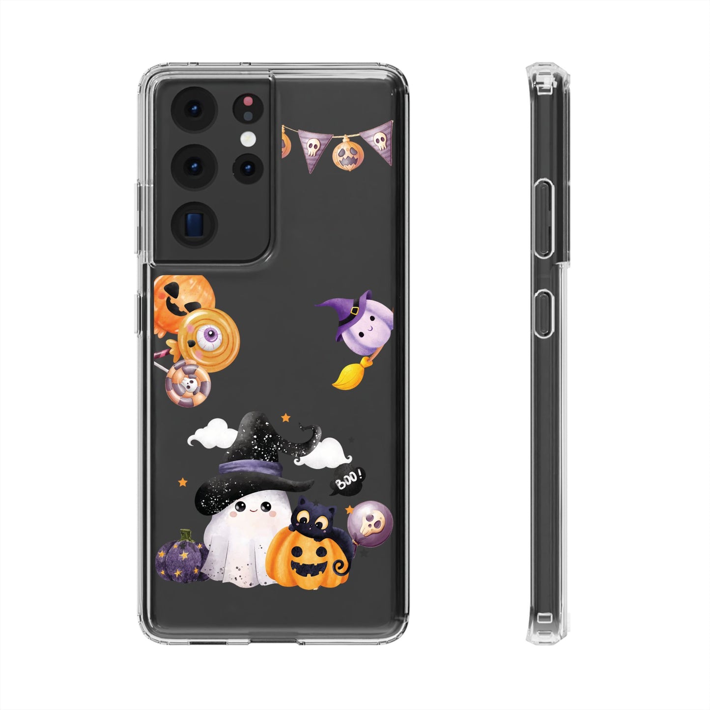 Halloween Clear Phone Case, Spooky Ghost iPhone 13 14 12 15 Pro Case, Trick or Treat Cover, Cute Halloween Gift