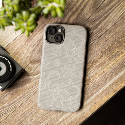 Lace Phone Case for iPhone Samsung Pixel – Cream Floral Elegant Aesthetic - JGUS